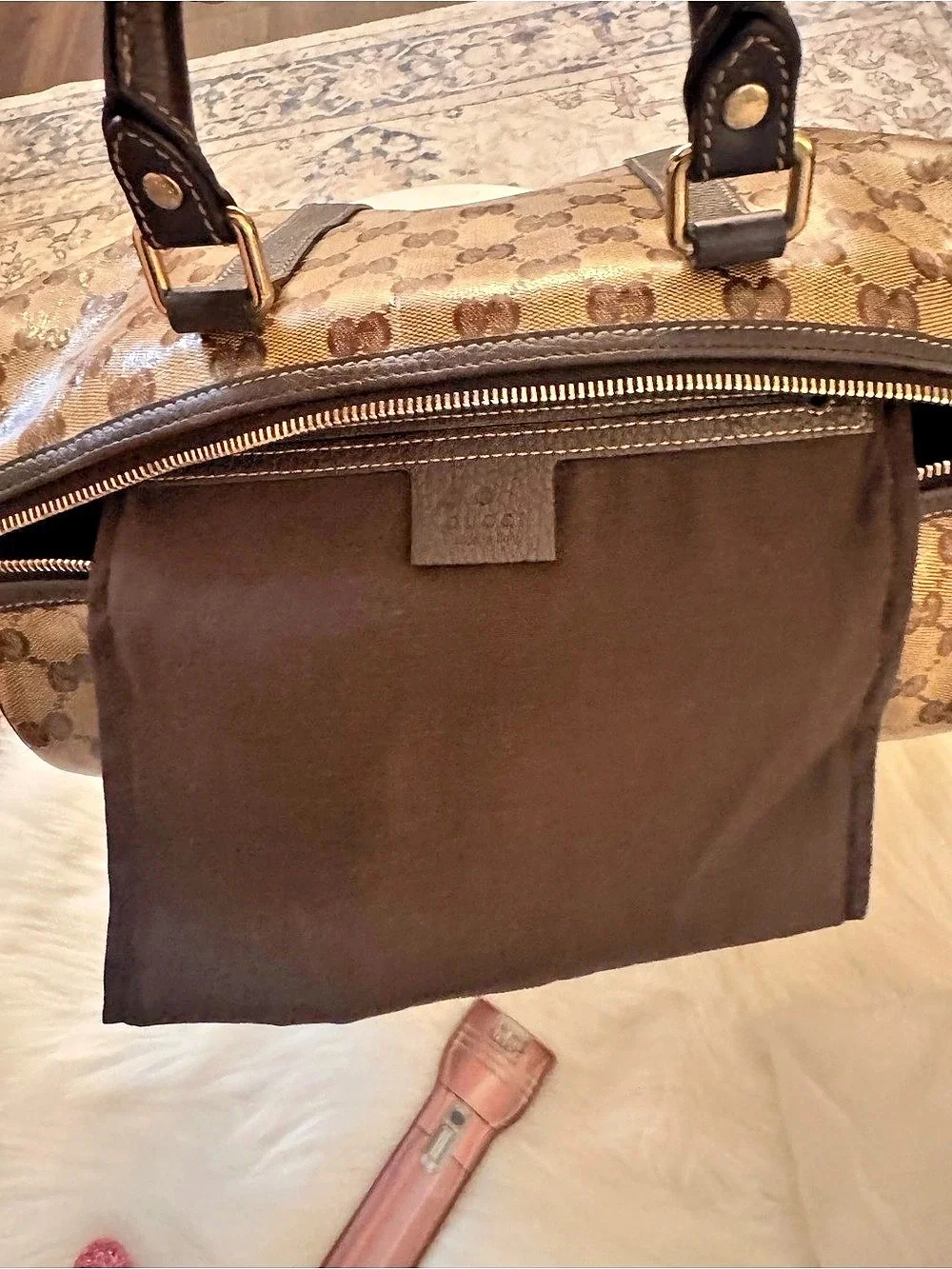 Gucci GG Supreme Monogram Boston Bag Brown
